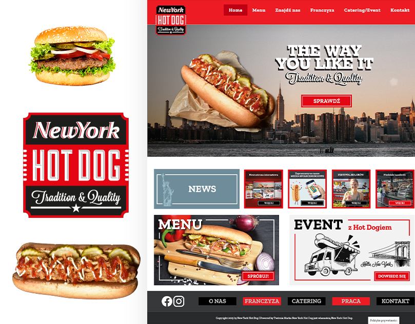 New York Hot Dog strona internetowa www, jedzenie typu fast food