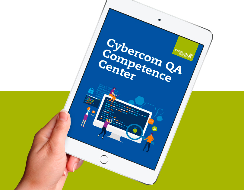 Cybercom group Q&A Competence Center grafika na tablecie