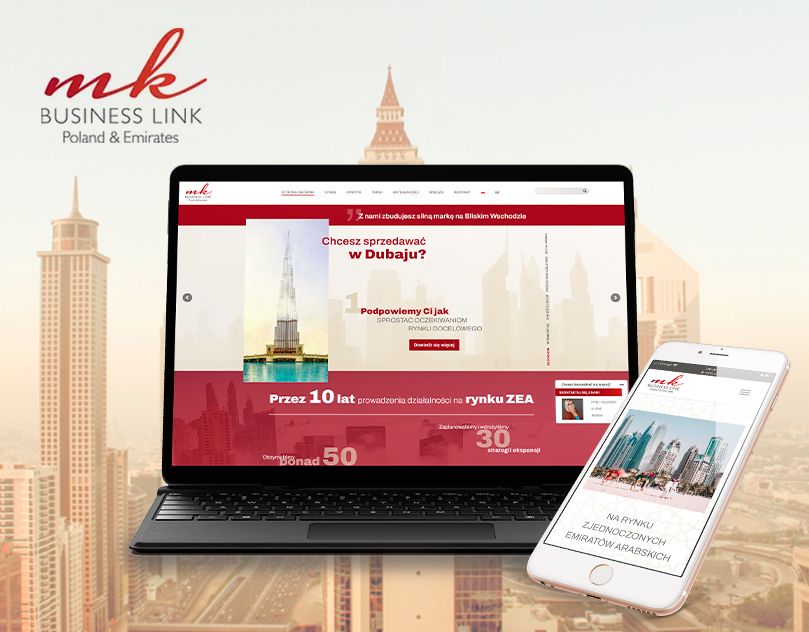 Strona internetowa dla MK Business Link. Nowoczesna strona www z rozbudowanymi animacjami